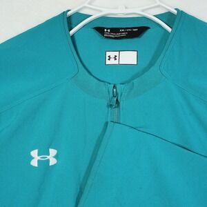 Under Armour Mens XXL Teal Blue Full Zip Track Jacket 1322941 Loose Fit Athletic
